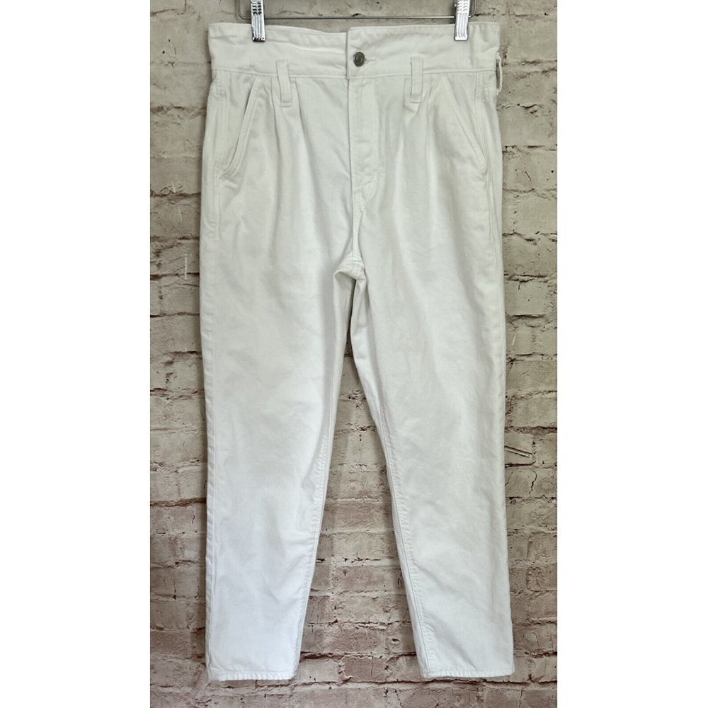 American Eagle Outfitters High Waisted MOM Jeans White Denim Pleated Front 6 Reg